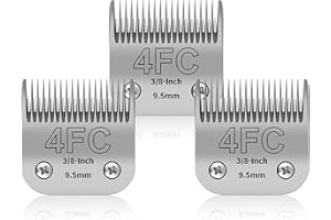 YAZIYIR Confezione da 3 lame in acciaio inossidabile 4FC per toelettatura di cani, compatibili con Andis, Oster A5, Heiniger, moser max 50,Wahl,misura lama 4FC da 3/8 pollici, lunghezza di taglio 9,5 mm
