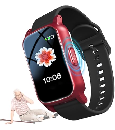 Valdetectie Smart Horloge voor Ouderen met Valwaarschuwingsapparaten SOS Noodoproep Slaapbewaking 4G GPS Ouderen Telefoonhorloge, Zwart
