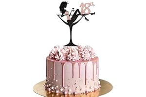 SYKYCTCY 1 Stück Sitzendes Mädchen Tortendeko, 18th Geburtstag Cake Topper Glitter High Heel Mädchen Kuchen Deko für Mädchen Lady Spa Bachelorette Thema Geburtstag Party Kuchen Dekorationen Supplies Roségold