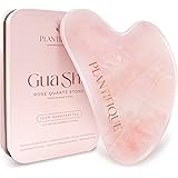 PLANTIFIQUE Gua Sha Quarzo Rosa 100% Autentica Massaggiatore Viso in Quarzo Rosa Pietra Naturale per Pelle Guasha Viso Pietra