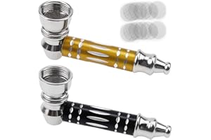 CYUaoao Piccola Pipa per Tabacco 76mm in Metallo 2Pz Mini Pipa per Fumo Portabile con 10 Griglie per Filtri in Acciaio Inox Pipa per Erbe Smontabile Regalo per Papà Marito Fidanzato