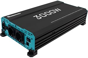 Renogy Ren sinusväxelriktare, 3 000 W/6 000 W, 12 V till 230 V med strömförsörjningsprioritet, 12 V till 230 V spänningsomvan
