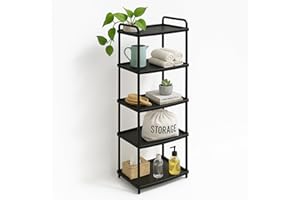 ‎ABBAWARE ABBAware Standregal mit 5 Ebenen - 40 x 30 x 111 cm Kunststoff schwarz - schmales Regal für Küche, Bad, Keller & Abstellraum - Badezimmerregal & Kellerregal ohne Bohren - schmales Regal