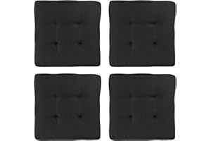 RACE LEAF Garden Chair Cushions,Chair Pads,Seat Pads for Dining Chairs,Cover Indoor Outdoor Seat Pad Cushions,for Your Living Room, Patio,Car,And More Square Pack of 4,Black