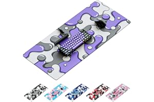 Kraken Keyboards Tapis de souris XXL violet - Grand tapis de souris de jeu blanc et violet - Sous-main pour clavier et souris - Tapis de souris épais et artisanal pour bureau (lavande)