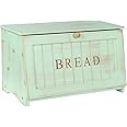HOMEKOKO Large Wood Bread Box for Kitchen Counter, Retro Design Single Layer Bamboo Large Capacity Food Storage Bin (Mint Green)
