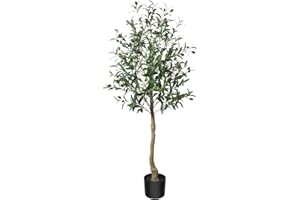 CROSOFMI Drzewo Oliwne Sztuczne 120 cm Duże Wysokie Sztuczne Rośliny z Jedwabiu Oliwnego Wewnątrz w Doniczkach Sztuczna Tropikalna Duża Sztuczna Roślina Odpowiednia do Domowego(1 Pack)