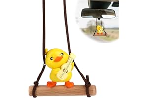FINEHENCHI Swinging Duck Car Hanging Ornament, Cute Car Accessories, Funny Playing Guitar Pendant, Car Interior Decoration Rear View Mirror Ornaments for Small Cute Duck Gift Idea Auto Home Dashboard