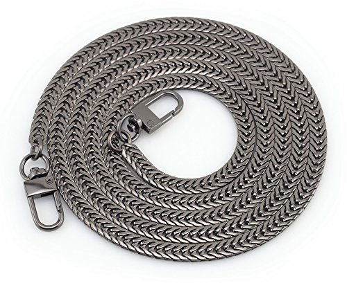 Preisvergleich Produktbild TGLOE Rucksack Straps 7mm dick Serpentin elegant Schulter Riemen Metall Ketten Damen Schultertasche Handtaschen Gurte 130cm / 100cm / 80cm / 60cm (60cm, Schwarz)