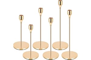 JOTOL Bougeoir Chandelier,Lot de 6 Bougeoirs Détenteurs,33/28/22 cm Candélabre,pour Bougies Coniques Rétro Métal Porte-Bougie Conique