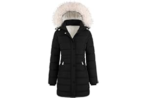 Yuson Girl Cappotto Donna Invernale Lungo Giubbotto Elegante Invernali Cappuccio Forti Antivento Piumino Giubbotti Imbottito Calda Parka Coat Pesante Vento Giacca con Zip Tasche