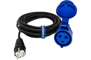 HILARK CABLE TECH Hilark - Extensión eléctrica H07RN-F 3g1,5 mm (3x1,5 mm), Enchufe Industrial CEE Enchufe de 3 Pines, Adaptador para Camping, Caravana, Barco, astillero (20 Metros, Azul, Negro)