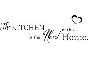QUANYUCHANG The Kitchen is The Heart of The Home Vinyl Wall Decals, Removable Lovely Quote Art DIY Stickers for Kitchen Livingroom Dining Room Home Decoration