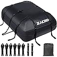 Zacro Car Roof Bag Waterproof - 15 Cubic Feet (425 L) Car Roof Box - Straps for Any Car with/without Roof Rack/Rails/Bars - Foldable Car Top Carrier with 10 Reinforced Straps and 6 Door Hooks