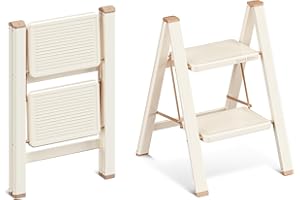 GameGem Step Ladder, 2 Steps Foldable, 2 Steps Ladder for Adults, Foldable Step Ladder with Secure Stand, Widened Pedal, Aesthetically Appealing Look, Living Rooms