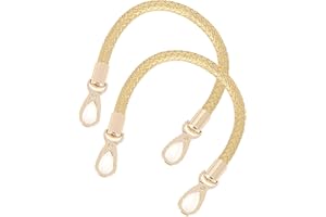 WANYI Manici per Borse 2 PCS 40CM PU Manici di Ricambio in Pelle Intrecciato Manici Ricambio per Portafogli, Borse Accessorio fai da te per borse con 2 Fibbie in Metallo (Oro)