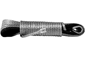 Comily Plus+ Strong Durable 3/16" x50' 5500Lbs UHMWPE Basic Car Winch Rope with Thimble Sheath and Hook-Grey Color