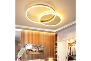 MYLJP LED Deckenleuchte Wohnzimmerlampe Ring Design Metall Deckenlampe Mit Fernbedienung Dimmbar Acryl Deckenbeleuchtung Kinderzimmer Lampe Esszimmer Schlafzimmerlampe Lichter Kronleuchter (Color : Gold,