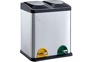 SVITA POUBELLE 30 lITRES poubelle de tri en acier inoxydable 2 x 15 litres