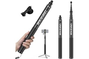 ULANZI VL02 2.7M Selfie Stick für Insta360 X5/X4/X3/GO 3S/ONE X2, Selfie Stick aus Kohlefaser für Gopro, DJI Osmo Pocket 3/Action 5 Pro, 1/4" Verlängerung, Längenverstellbar, Mit Handyclip
