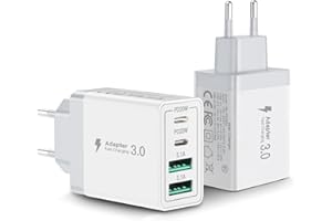 2er Pack USB C Ladegerät, Aioneus 40W Schnellladegerät 4 Ports PD+QC Netzteil, Mehrfach USB C Power Adapter für iPhone 15 Plus 14 Pro Max 13 Pro 12 Mini 11 SE XS XR 8, Samsung, Handy