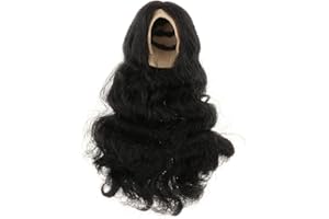 Luwecf Peluca de Cabello Natural para Muñeca a Escala 1:6, Accesorio Elegante para Figuras Femeninas de 12 Pulgadas, Pelo Negro