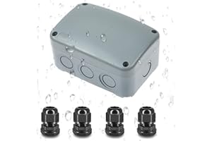 Wasserdichte Abzweigdose mit 4er-Pack M20*1.5mm Kabelverschraubungen Satz, Nineleaf Abzweigdose Wasserdicht Außen IP66,PC ABS Kunststoff,125x86x62mm, Grau