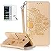 Produktbild Huawei P9 Lite(2016) Neu Design Hülle mit Panzerglas,ISENPENK Original Flip Bookstyle Cover Wasserdicht Shockproof Anti Slip Protection Stoßfest Leather Case mit Standfunktion,3D Schädel Muster Pattern Wallet Case mit Intern Karte Schlitz,Anti-Sturz Stoßdämpfend Magnetic Closure Handygürtel Wallet Tasche Schutzhülle Leathertasche für Huawei P9 Lite(2016) 5.2Zoll-[Schädel pattern,gold]+Panzerglas/Schutzfoile/Displayschutzfolie
