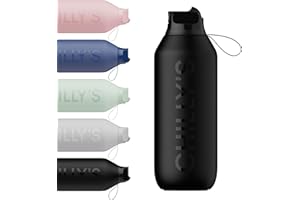 Chilly's Series 2 Flip Water Bottle with Sports Lid - Vacuum Insulated Stainless Steel Water Bottle with Straw, Carry Loop, & Cleaning Brush - No Sweat