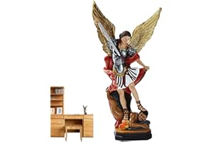 Moreeulsi 22cm Estatua De Arcángel, Estatua Coloreada De Arcángel De, El San Arcángel Miguel Derrotó Al Dragón La Escultura del Ángel De Batalla, Estatua De