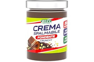 WHY NATURE Crema Spalmabile Fondente Crunchy. Senza zuccheri. Senza glutine. Senza lattosio. Senza olio di palma. Formato da 300g.