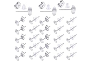 QINCLING 600 Stück Ohrstecker Verschluss, 5mm Ohrring Rohlinge Edelstahl Ohrstecker Selber Machen Set Stud Earring Post Mit Ohrring Rücken Diy Ohrstecker Flach Rund Für Ohrringe Und Schmuckherstellung