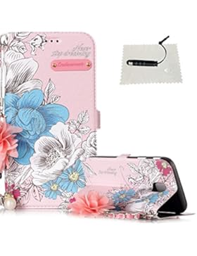 Samsung Galaxy J5 2017 (EU VERSION) Hülle Braun Perlenkette Metall Blumen Umhängetasche Ranzen Frauen Nette Style...