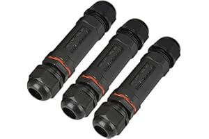 Willingood Łączniki kablowe, 3-pak, wodoszczelne IP68, pudełko łączące, mufa łącząca do kabli o średnicy 1-13 mm, kolor czarny