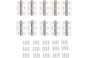 FLZONE Charnière de Porte,10 Pièces Charnières en Acier Inoxydable avec 60 PCS Vis pour Matériel de Meubles de Maison 2 Pouces
