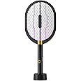 RR-INTL 2 in 1 Electric Bug Zapper, Mosquitoes Trap Lamp & Racket, USB Rechargeable Electric Fly Swatter for Home and Outdoor Powerful Grid 3-Layer Safety Mesh Safe to Touch (Black)