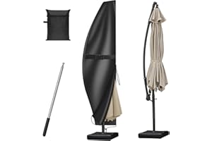 GLOSKIN Copriombrellone da Esterno, Copri per Ombrellone da 2 a 4 m con Asta, Copertura Del Parasolo, Protezione Resistente Alle Intemperie e UV, Copri Ombrellone da Giardino