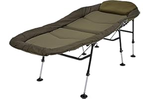 Westlake High Leg Bedchair with Integrated Pillow, Bedchair for Overnight Angling Sessions, Camping Bed, Fishing Equipment, Fishing Accessories, Brown,