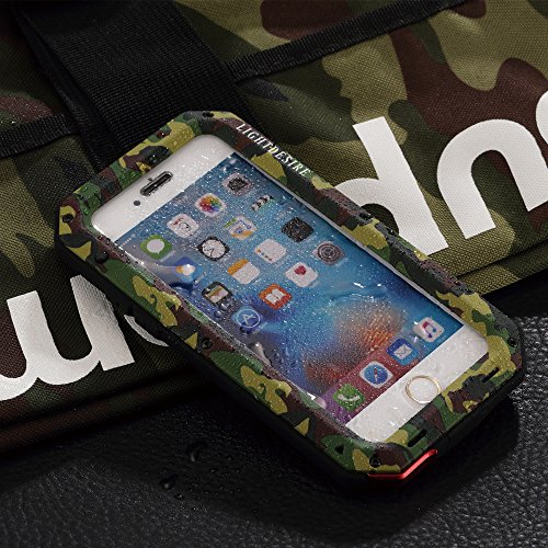 iPhone 6S Case,LIGHTDESIRE [Newest] Aluminum Alloy Army Camouflage Metal Extreme Water Resistant Shockproof Military Bumper Heavy Duty Cover Shell Case (For iPhone 6/6S)