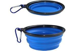 : GaoBangM Collapsible Travel Silicone Dog Cat Bowl Portable Pet Food Water Bowl, Feeding trough Portable Drinking Water Drinker with Hook, Easy to Carry, Save Space, Blue (1000ml)