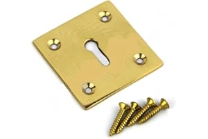 FRELAN JEDO Square Keyhole Cover Escutcheon 50mm x 50mm + Screws (Polished Brass)