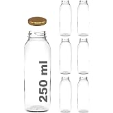Afracam 250 ml Metal Kapaklı Meyve Suyu, Meşrubat, Limonata Şişesi 250 cc Cam Şişe 6 Adet (Altın/Gold)