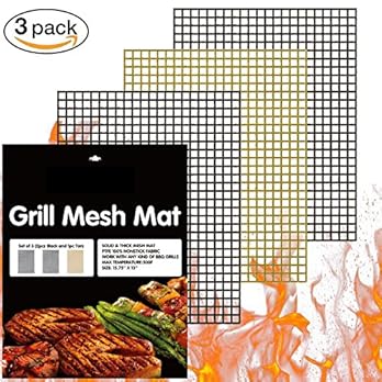 Charllean Grillmatte 3er Set Zum Grillen Und Backen Aus Silikon Mit Teflon Antihaftbeschichtung Fr Bis 300c Pfoa Frei Extra Gro Und Langlebig