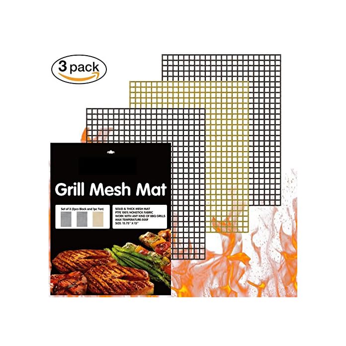 Charllean Grillmatte 3er Set Zum Grillen Und Backen Aus Silikon Mit Teflon Antihaftbeschichtung Fr Bis 300c Pfoa Frei Extra Gro Und Langlebig