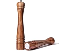 DeroTeno Macina Sale e Pepe, Macinino in ceramica dura e regolabile, Legno di acacia, Altezza 30 cm