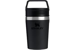 STANLEY Termo Cafe To-Go 0.23L - Mantiene 3 Horas Caliente - 4 Horas Frío - Sin BPA - Antifugas y Apilable - Apta Para Lavavajillas - Taza Café Para Llevar - Vaso Termico - Black
