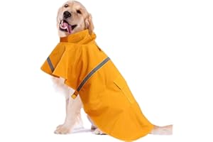 OCSOSO Impermeabile impermeabile con cappuccio per cani – giacca leggera e riflettente, parapioggia adatto per pettorine per cani di grossa taglia (arancione XXL)