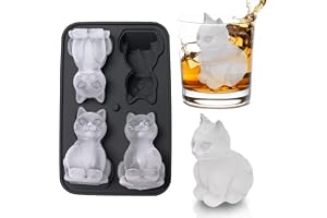 Iskubsform, isbitsbricka, 3D-kattform, isbitsbricka, isbitar för whisky, bourbon, 4 hål, roliga stora former, brickor