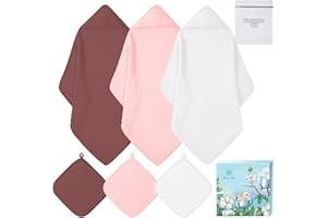 KOO-DIB Capa De BañO Bebe 100% AlgodóN, Toalla Con Capucha Para ReciéN Nacidos, Bebes Y NiñA,6 Unidades, Regalo Bebe Recien Nacido NiñO, Gasas Para Bebes, gran paquete de 70x70 CM (VinoRojo & Rosa & Blanco)