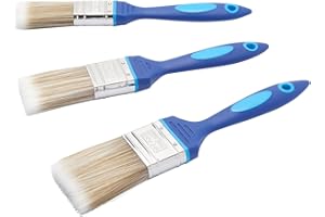 Fit For The Job Sin pérdida de cerdas Juego de Pinceles de Pintura DIY de 3 Piezas para un Acabado Suave con Pinturas en emulsión, Brillantes y satinadas en Paredes, techos, Muebles, Madera y Metal